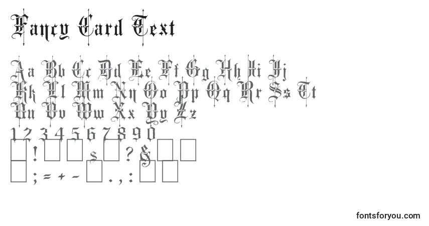 Czcionka Fancy Card Text – alfabet, cyfry, specjalne znaki