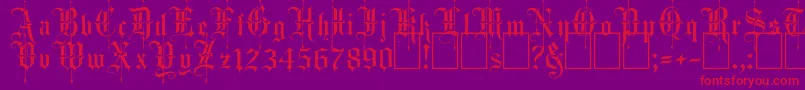 Fancy Card Text Font – Red Fonts on Purple Background