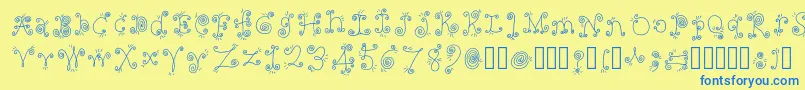 Fonte FancyNancy Regular – fontes azuis em um fundo amarelo