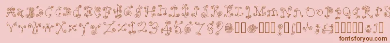 Fonte FancyNancy Regular – fontes marrons em um fundo rosa