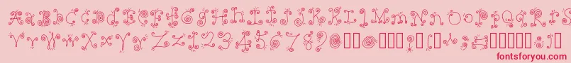 Fonte FancyNancy Regular – fontes vermelhas em um fundo rosa