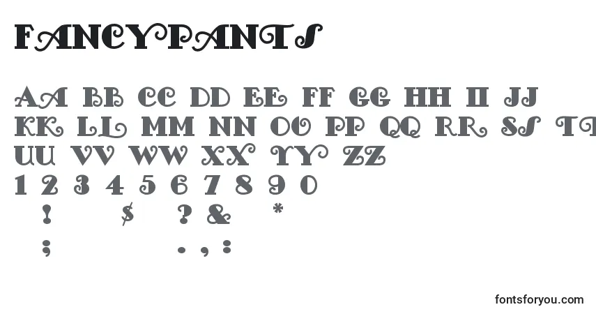 Schriftart FancyPants (126364) – Alphabet, Zahlen, spezielle Symbole