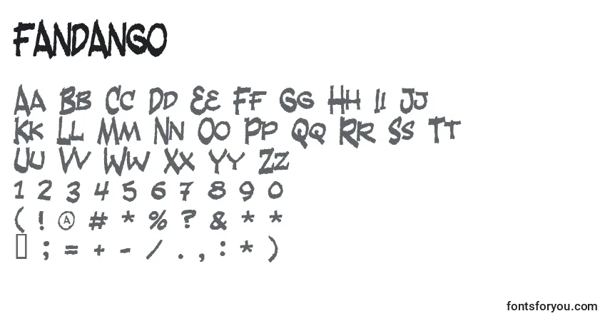 FANDANGO (126365)フォント–アルファベット、数字、特殊文字