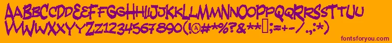 FANDANGO-fontti – violetit fontit oranssilla taustalla