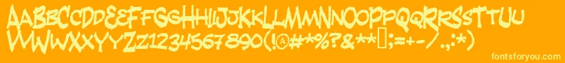 FANDANGO-Schriftart – Gelbe Schriften auf orangefarbenem Hintergrund