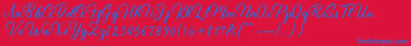 Fanesia Demo Font – Blue Fonts on Red Background