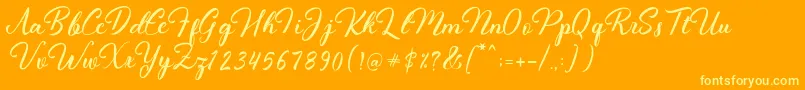 フォントFanesia Demo – オレンジの背景に黄色の文字