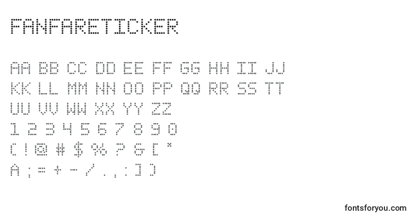 Fanfareticker-fontti – aakkoset, numerot, erikoismerkit