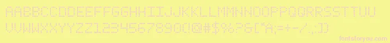 fanfareticker-fontti – vaaleanpunaiset fontit keltaisella taustalla