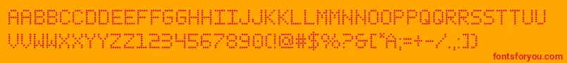 fanfareticker-Schriftart – Rote Schriften auf orangefarbenem Hintergrund