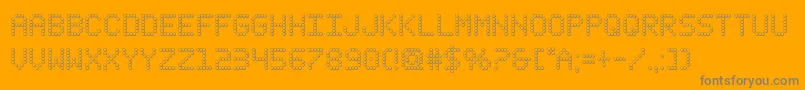 fanfareticker3d-Schriftart – Graue Schriften auf orangefarbenem Hintergrund