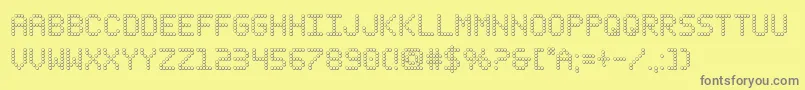 fanfareticker3d Font – Gray Fonts on Yellow Background