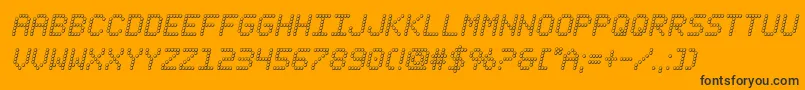 fanfareticker3dital-Schriftart – Schwarze Schriften auf orangefarbenem Hintergrund