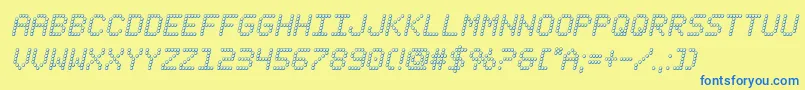 fanfareticker3dital Font – Blue Fonts on Yellow Background