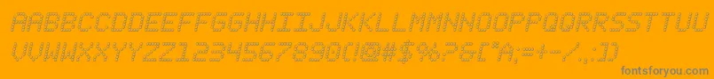 fanfareticker3dital-Schriftart – Graue Schriften auf orangefarbenem Hintergrund