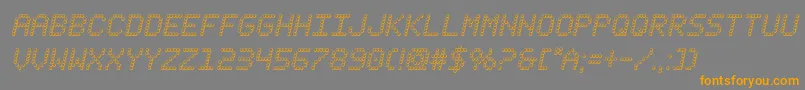 fanfareticker3dital-Schriftart – Orangefarbene Schriften auf grauem Hintergrund