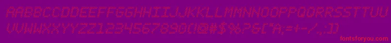 fanfareticker3dital-Schriftart – Rote Schriften auf violettem Hintergrund