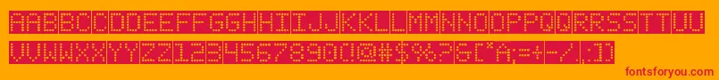 fanfaretickerbackground-Schriftart – Rote Schriften auf orangefarbenem Hintergrund