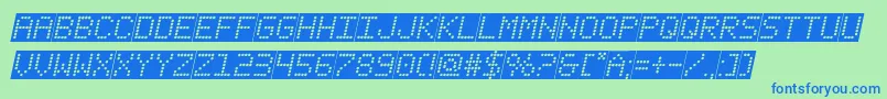 Шрифт fanfaretickerbackgroundital – синие шрифты на зелёном фоне