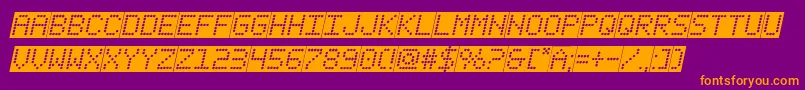 fanfaretickerbackgroundital-fontti – oranssit fontit violetilla taustalla