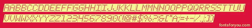フォントfanfaretickerbackgroundital – 黄色の文字、赤い背景