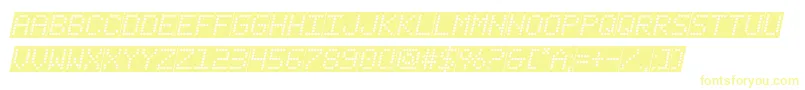 フォントfanfaretickerbackgroundital – 白い背景に黄色の文字