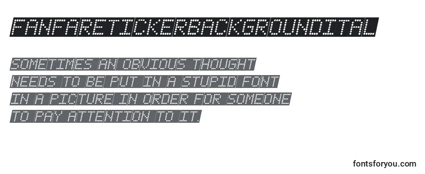Review of the Fanfaretickerbackgroundital Font