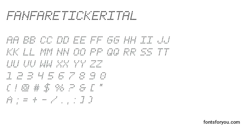A fonte Fanfaretickerital – alfabeto, números, caracteres especiais