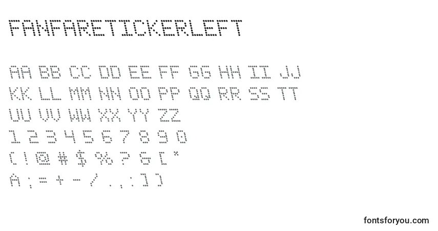 Czcionka Fanfaretickerleft – alfabet, cyfry, specjalne znaki