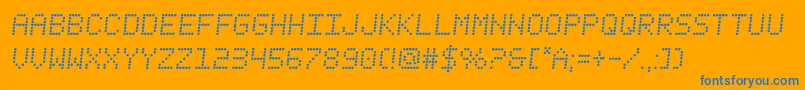 fanfaretickersemital-Schriftart – Blaue Schriften auf orangefarbenem Hintergrund