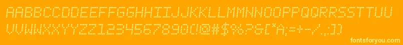 フォントfanfaretickersemital – オレンジの背景に黄色の文字