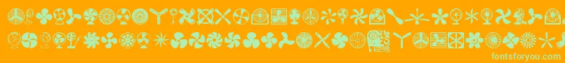 Fonte Fans – fontes verdes em um fundo laranja