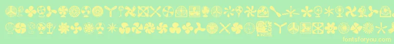Fans-Schriftart – Gelbe Schriften auf grünem Hintergrund
