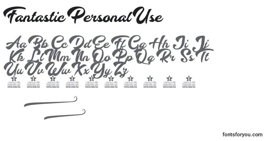 Schriftart Fantastic Personal Use – Alphabet, Zahlen, spezielle Symbole