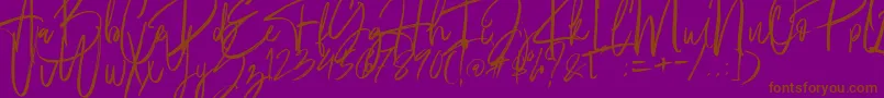 Fantastico-Schriftart – Braune Schriften auf violettem Hintergrund