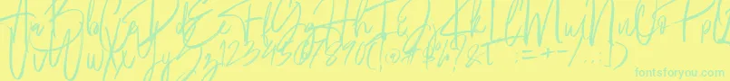フォントFantastico – 黄色い背景に緑の文字
