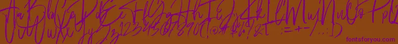 Fantastico-Schriftart – Violette Schriften auf braunem Hintergrund
