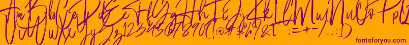 Fantastico-Schriftart – Violette Schriften auf orangefarbenem Hintergrund