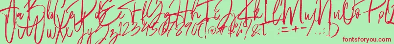 Fantastico-Schriftart – Rote Schriften auf grünem Hintergrund