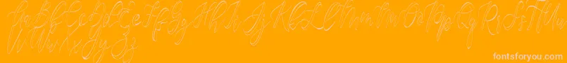 Fantasy Hollow  -Schriftart – Rosa Schriften auf orangefarbenem Hintergrund