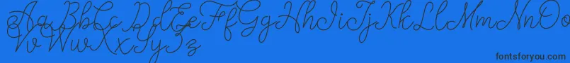 fanya-Schriftart – Schwarze Schriften auf blauem Hintergrund