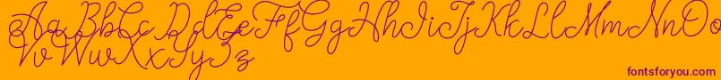 fanya-Schriftart – Violette Schriften auf orangefarbenem Hintergrund
