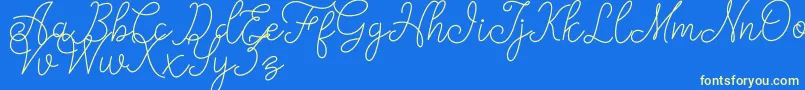 fanya-Schriftart – Gelbe Schriften auf blauem Hintergrund