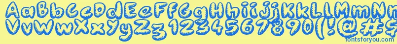 Fanzine Title Font – Blue Fonts on Yellow Background