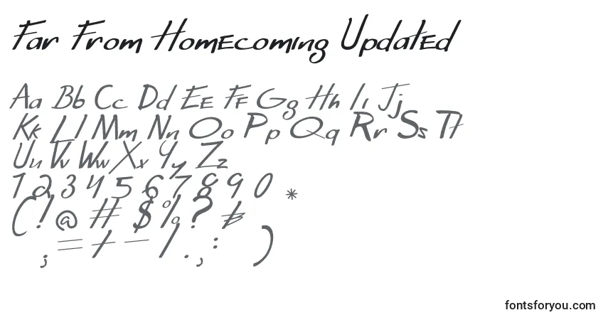 Шрифт Far From Homecoming Updated – алфавит, цифры, специальные символы