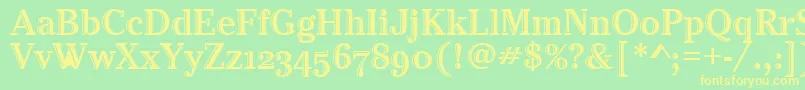 フォントCheltenhamHtdOsItcTt – 黄色の文字が緑の背景にあります