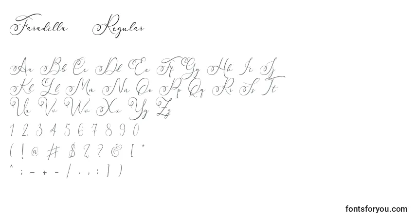 A fonte Faradilla   Regular   – alfabeto, números, caracteres especiais