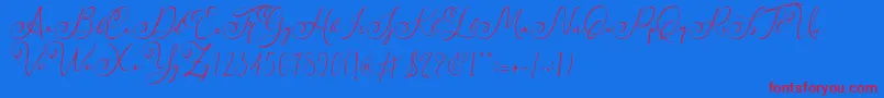 フォントFaradilla   Regular   – 赤い文字の青い背景