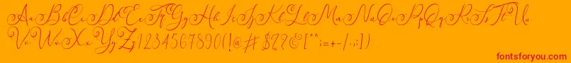 フォントFaradilla   Regular   – オレンジの背景に赤い文字