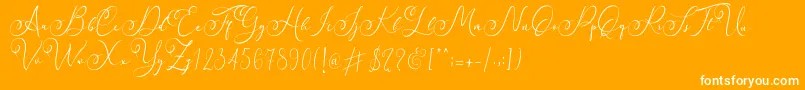 Faradilla   Regular  -Schriftart – Weiße Schriften auf orangefarbenem Hintergrund